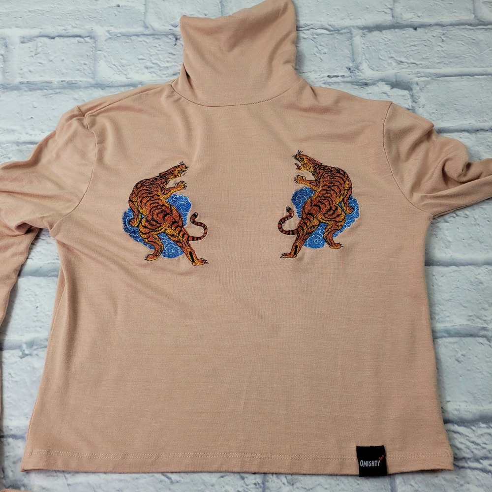 O'Mighty Beige Turtleneck with Tiger Embroidery